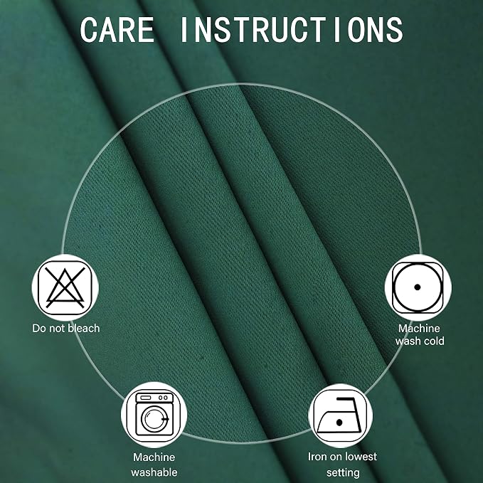 Dark Green Bedroom Blackout Curtains/52 x 54 Inch Long/Set of 2 Curtain - Image 4