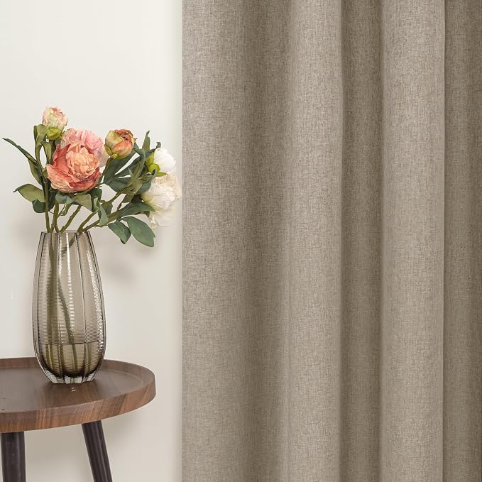 YoungsTex Burlap Taupe Linen Blackout Kitchen Curtains 40 Inch Length, Short - Image 6