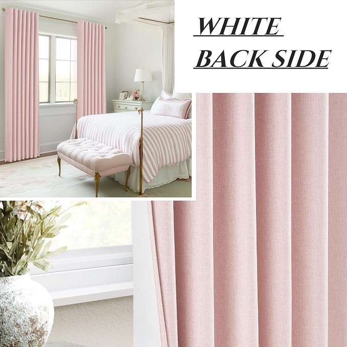 Baby Pink 54 Inch Curtains for Girls Bedroom Room 2 Panel Sets, Cute Total - Image 6