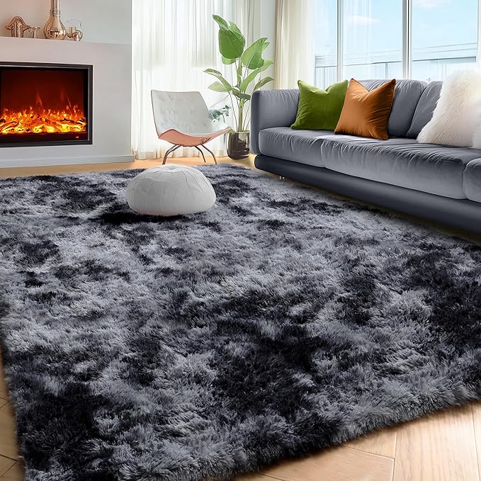 Abstract Shaggy Area Rug 4' x 6' Plush Furry Rugs - Image 7