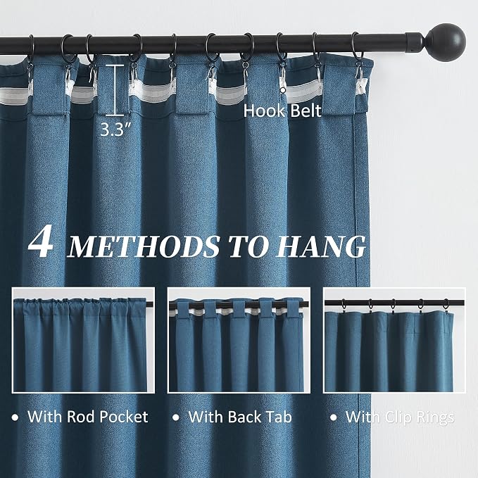 Full Shading Curtains 90 Inches Long 2 Panels Set, Completely Blackout Noise - Image 3