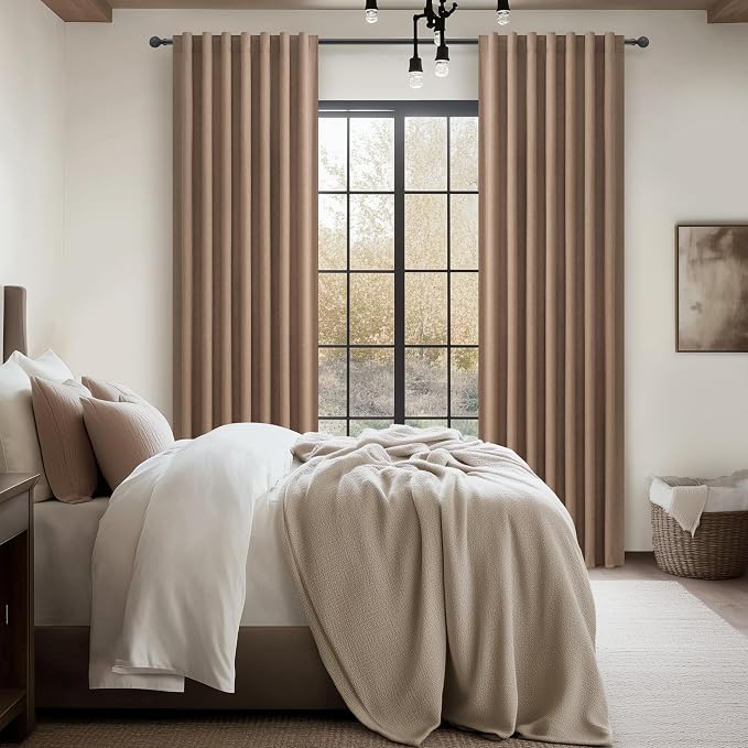 100% Blackout Curtains 86 Inch Length 2 Panels Set Farmhouse Style - Image 6