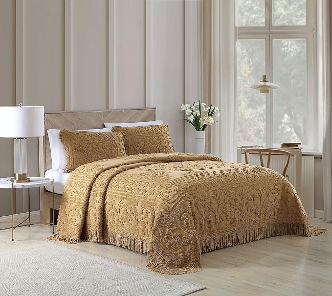 Beatrice Home Fashions Medallion King Cotton Chenille Sham, cozy plush 100% - Image 2