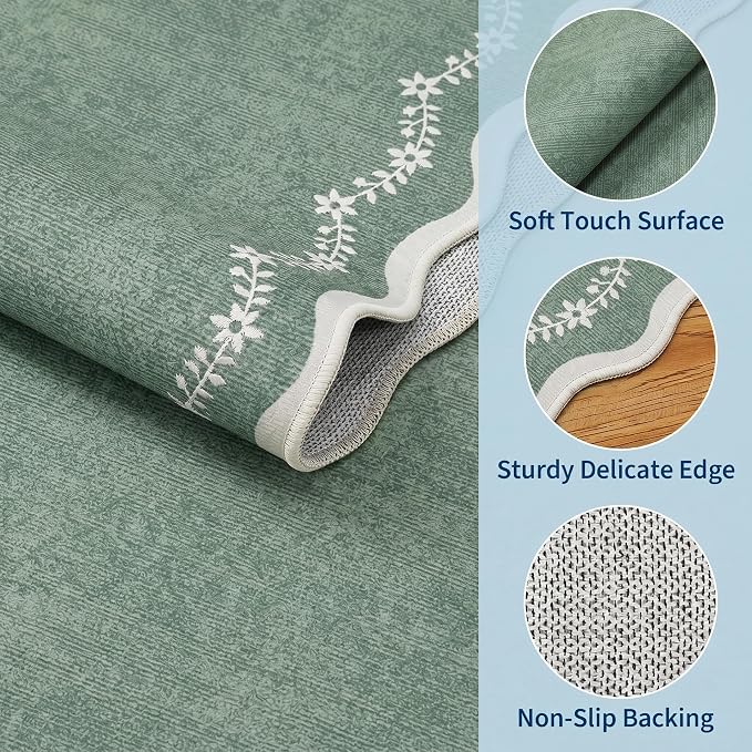 GarveeHome Round Area Rug 5ft Scalloped Washable Circle Rug - Image 4