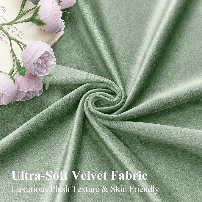Sage Green Velvet Blackout Curtains 102 Inches - Image 5