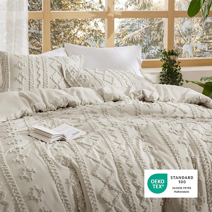 Bedsure Tufted Boho Comforter Set Oversized King - Image 7