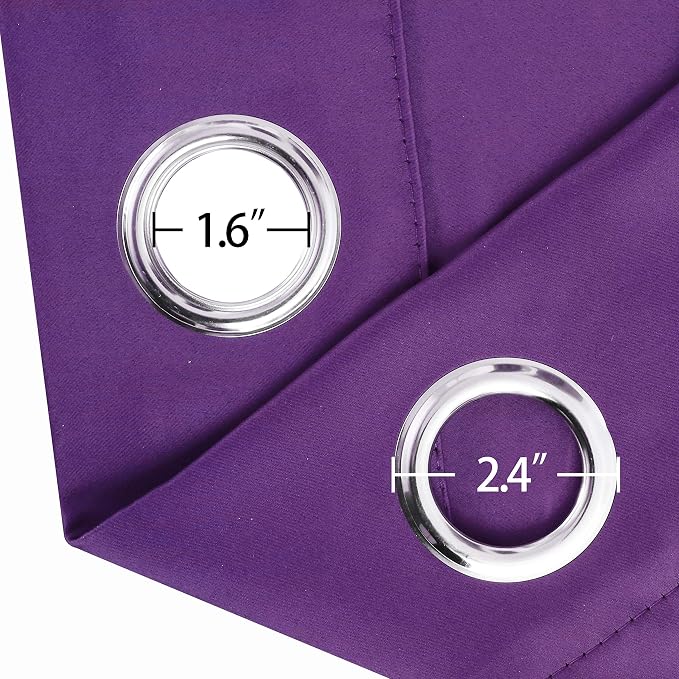 Purple Thermal Blackout Curtains/38 x 84 Inch/Set of 2 Panels Room Darkening - Image 6