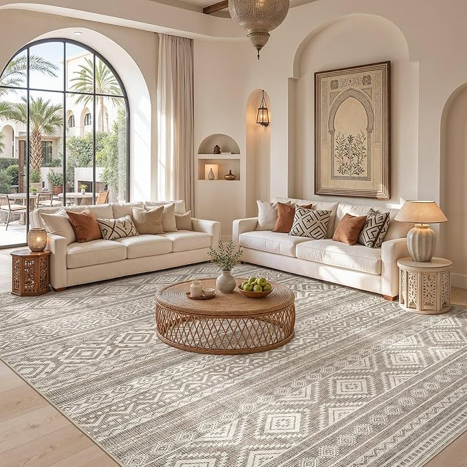 cotiled Boho 8x10 Area Rugs for Living Room: Large Moroccan Washable Rug | - Image 4