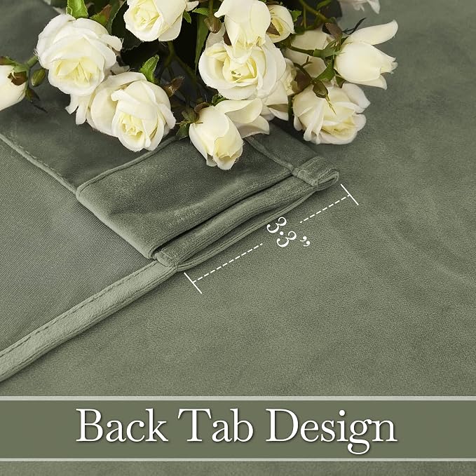 RYB HOME Sage Green Velvet Curtains - Image 2