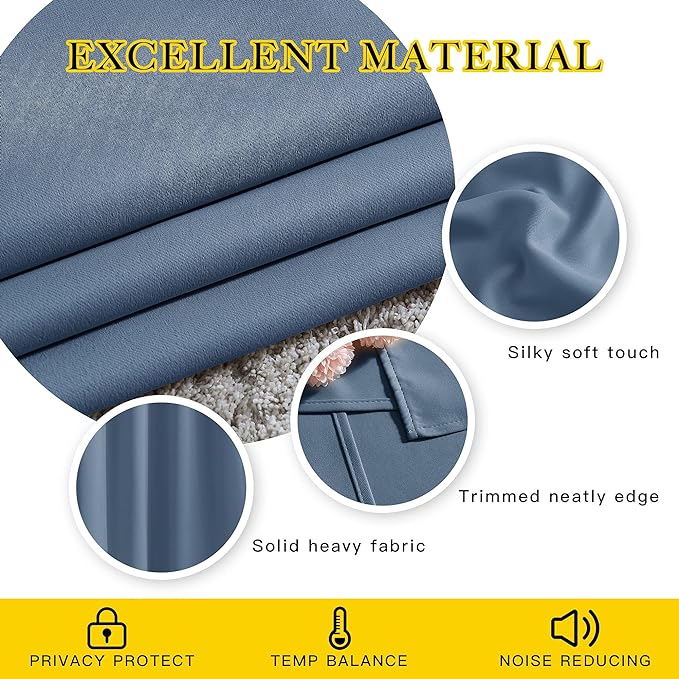 NICETOWN Blackout Curtains & Drapes 63 inch Long - Image 5