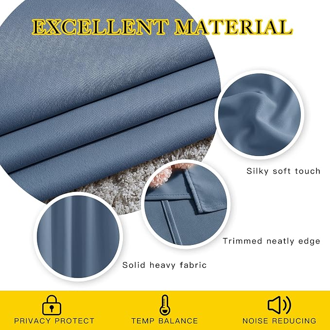 NICETOWN Stone Blue Blackout Curtains - Image 4