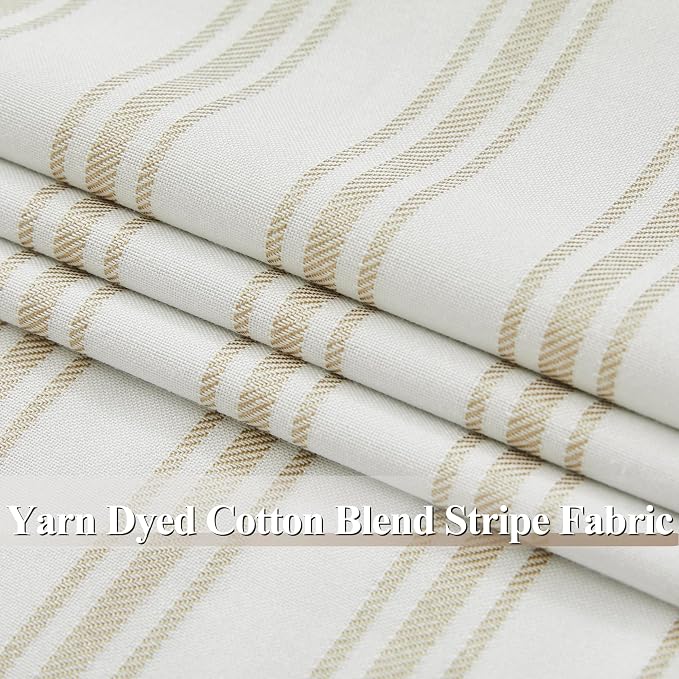 ZJDECOR 84 Inches Beige Striped Full Blackout Curtains - Image 5