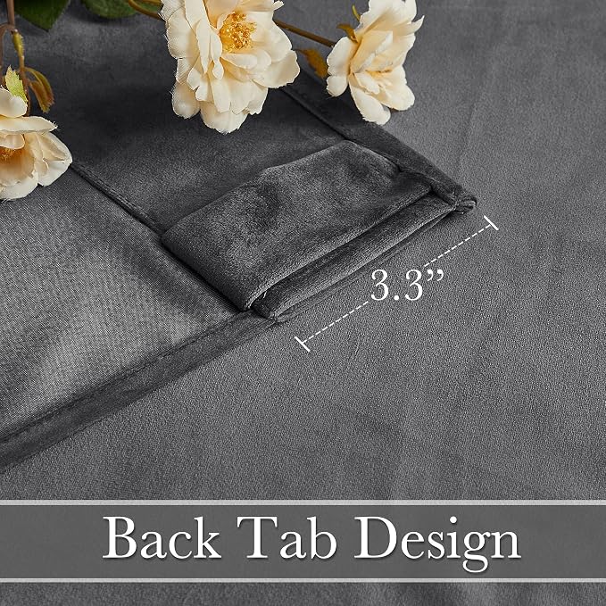RYB HOME Velvet Curtains 102 inches Long, Extra Long High Ceiling Curtains | - Image 4