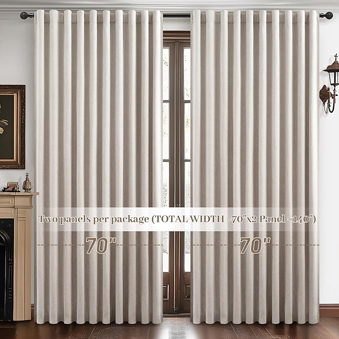 Extra Wide 70 Inch Length Blackout Curtains & Drapes 108 Inches Long 2 Panels - Image 8