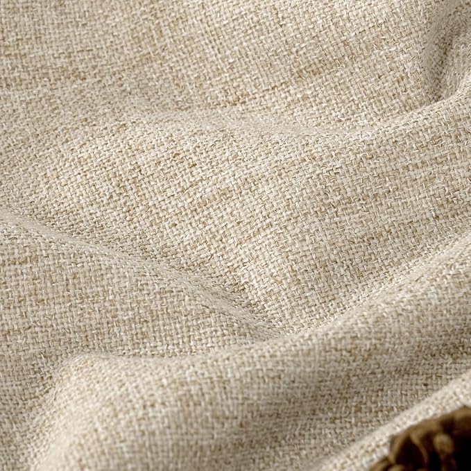 Beige Linen Blackout Curtains 84 Inch Long Each 60 Wide 2 Panels | Thermal - Image 4