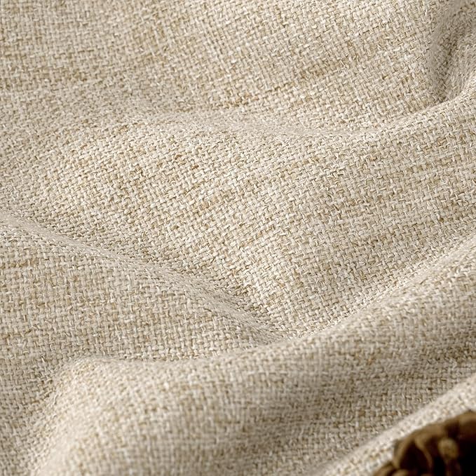 Short Beige Blackout Curtains 40 Inch Length Each 38 Wide 2 Panels | Thermal - Image 4