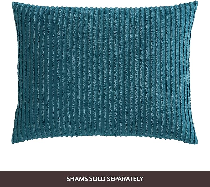 Beatrice Home Fashions Full Channel Chenille Bedspread, Peacock | Soft - Image 5