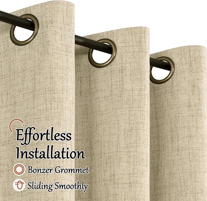 Short Burlap Blackout Curtains 40 Inch Length Each 38 Wide 2 Panels | Thermal - Image 5