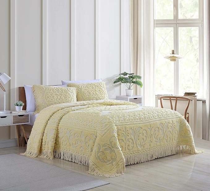 Beatrice Home Fashions Medallion Standard Cotton Chenille Sham, cozy plush 100% - Image 2