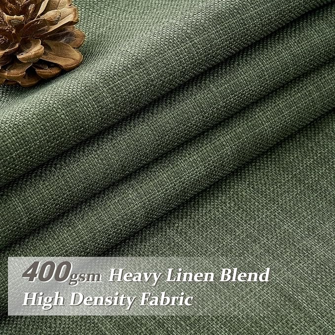 Extra Long Olive Green Blackout Floor Length Curtains 108 Inches Long - Image 2