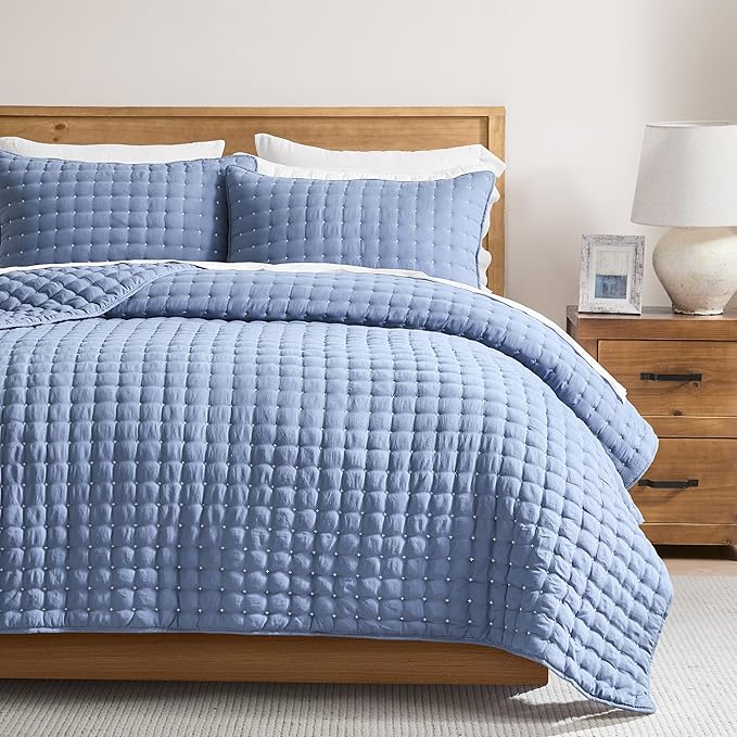 WDCOZY Blue King Size Quilt Bedding Sets by WDCOZY
