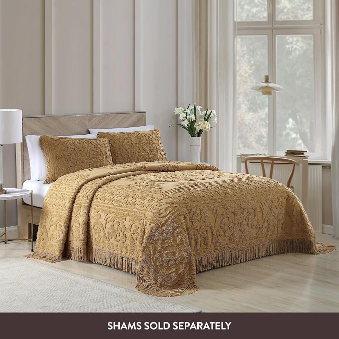 Beatrice Home Fashions Medallion Full Cotton Chenille Bedspread, cozy plush - Image 3