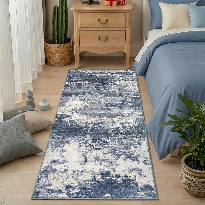 2x5 Blue Washable Kitchen Runner Rugs - Image 3