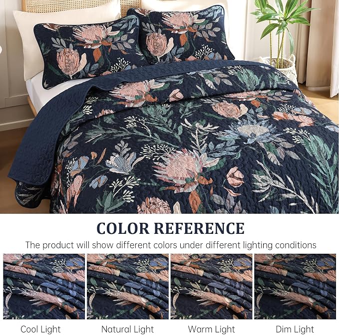 Dintszyayue Quilt King Size Navy, Soft Microfiber Lightweight Farmhouse Bed - Image 8