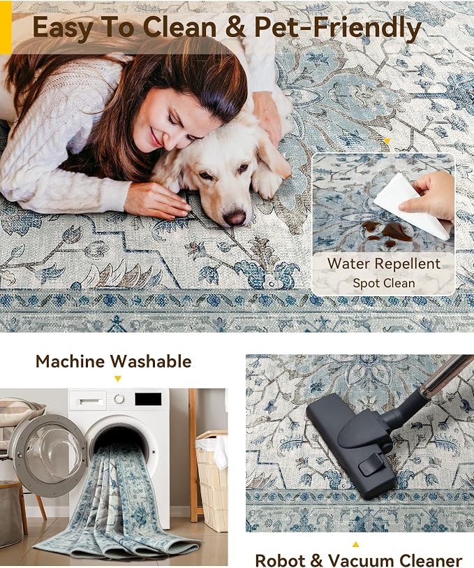 RELEANY Washable Area Rug, Runner 2'x5', Water Repellent, Pet Friendly - Image 6