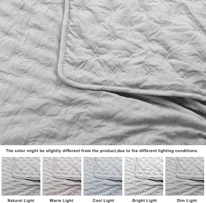 ROARINGWILD Light Grey Twin Size Quilt Bedding Sets - Image 6