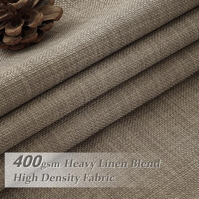 Oak Taupe Thick Linen Dual Layer Classroom Curtains 86 Inches Long 2 Panels Set - Image 2