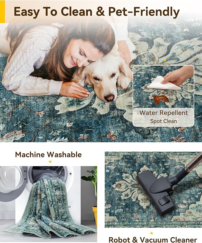 RELEANY Washable Area Rug, Runner 3'x6', Water Repellent, Pet Friendly - Image 5