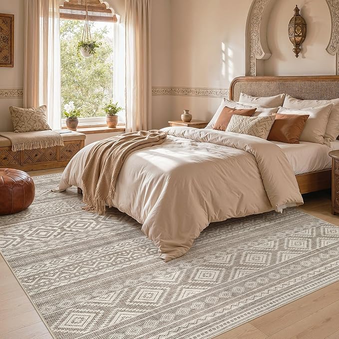 cotiled 6x9 Area Rugs for Living Room: Boho Washable Rug for Dining Room | - Image 6