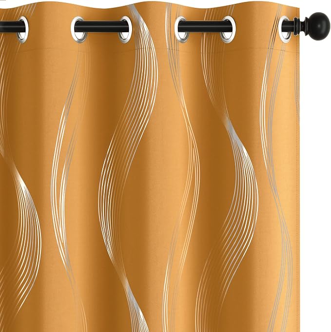 Deconovo Curtains for Living Room, Pattern Blackout Curtains 63 Inches Long | by Unknown