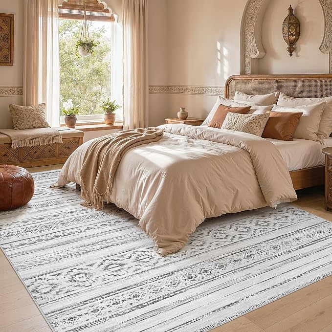 cotiled Boho 5x8 Area Rugs for Living Room: Soft Moroccan Washable Rug | Solve - Image 4