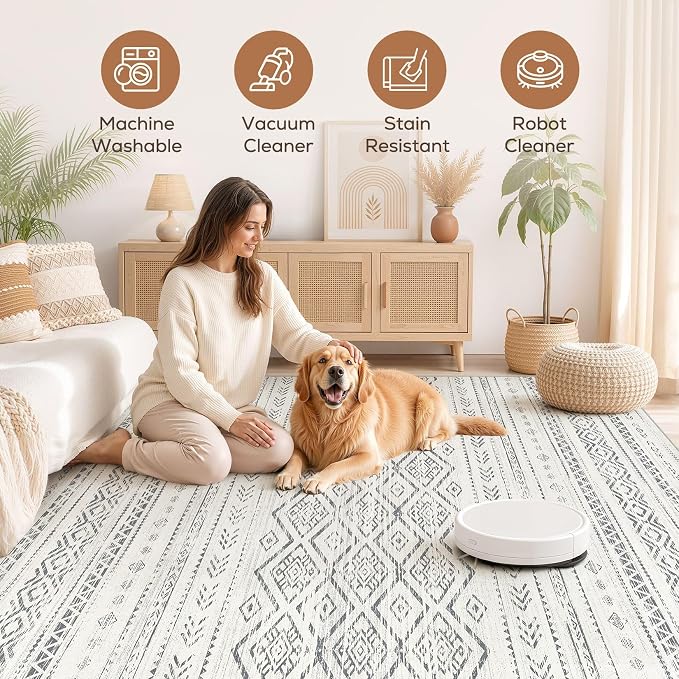 Nakagishi Area Rug Living Room Rugs: 10x12 Large Soft Machine Washable Boho - Image 3