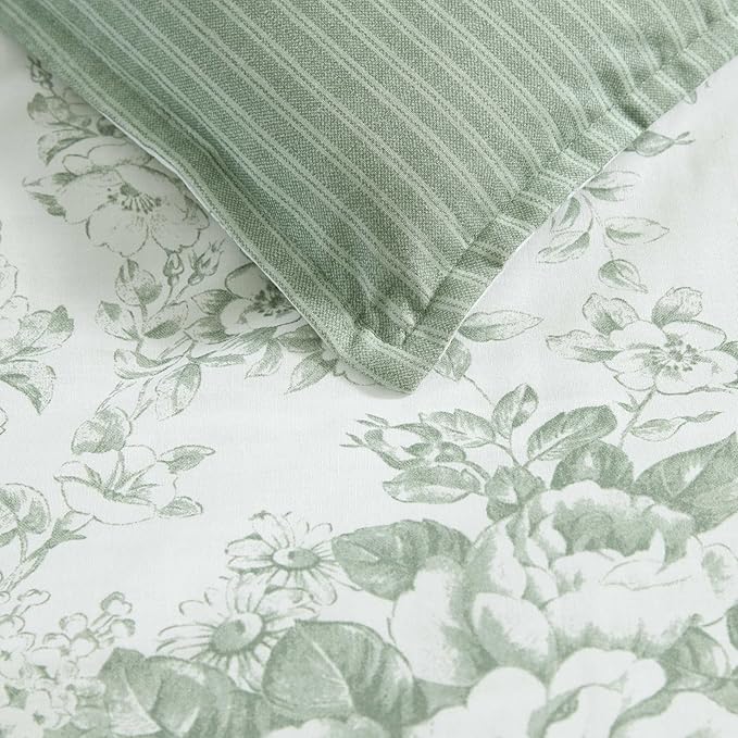 Laura Ashley - Twin Comforter Set, Cotton Floral Bedding - Image 6