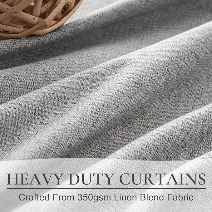 QJmydeco Grey Curtains 60 Inch Length Wide Pleated Blackout Curtain - Image 4