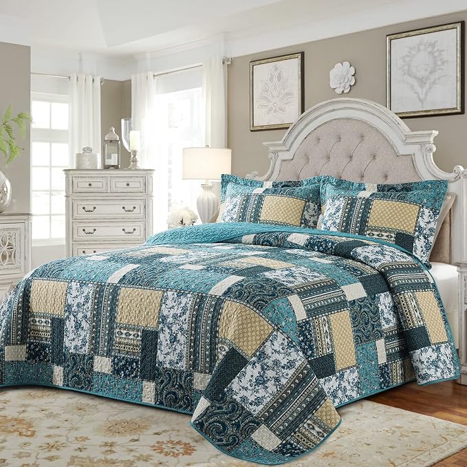 BEDIFANY Farmhouse Queen Size Quilt Sets, 100% Cotton Cover Queen Coverlet | - Image 7