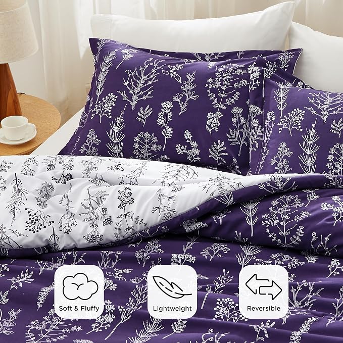 Bedsure Dark Purple King Comforter Set - Image 3