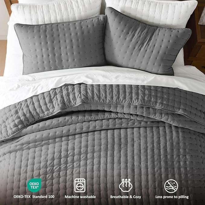WDCOZY Dark Grey California Cal King Size Quilt Bedding Sets - Image 7