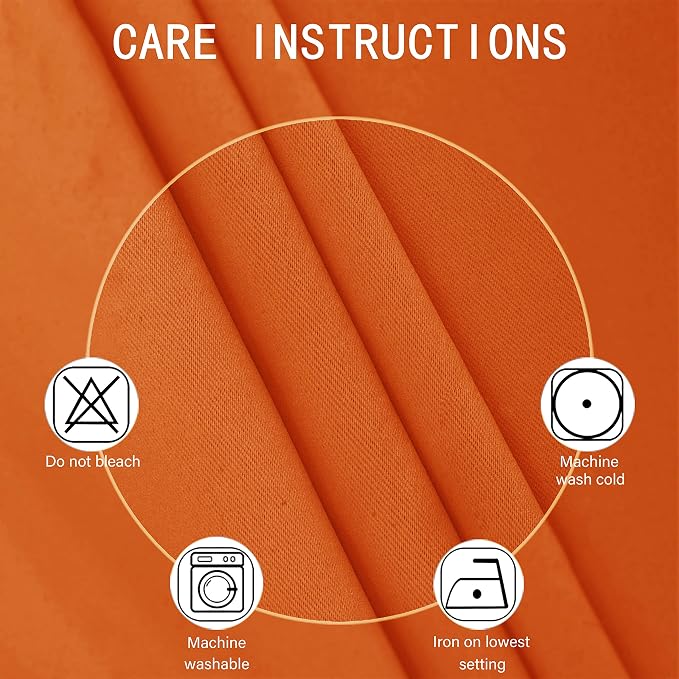 100% Blackout Curtains 52 x 63 Inch/Orange Curtains 2 Panels - Image 5