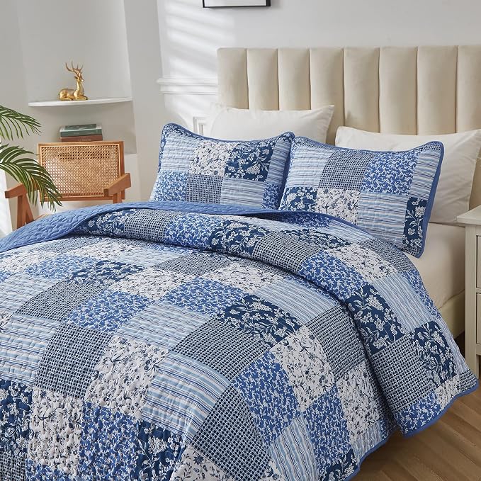 Mybedsoul Boho Quilt King Size, Patchwork Reversible Bedding Set, 3 Pieces - Image 2
