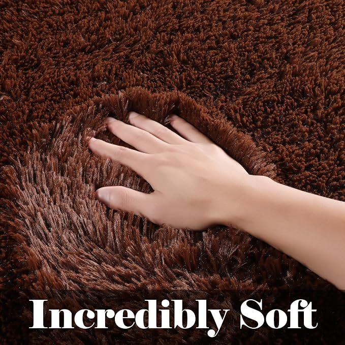 Brown 8x10 Area Rugs for Living Room, Large Fluffy Shag Bedroom Rug, Soft Plush - Image 2