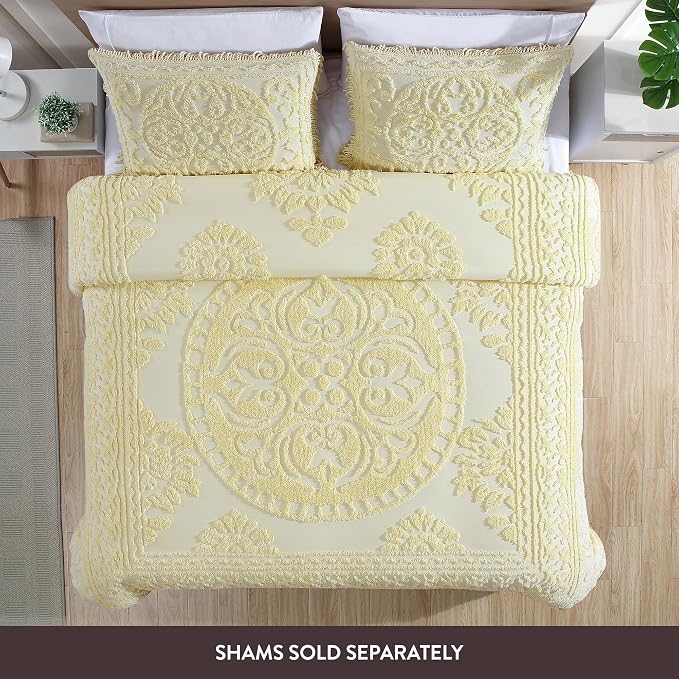 Beatrice Home Fashions Medallion Queen Cotton Chenille Bedspread, cozy plush - Image 2