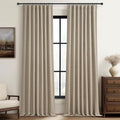 Pleat Linen Blend Room Darkening Extra Long Curtains 120 Inch Length 2 Panels by QJMYDECO