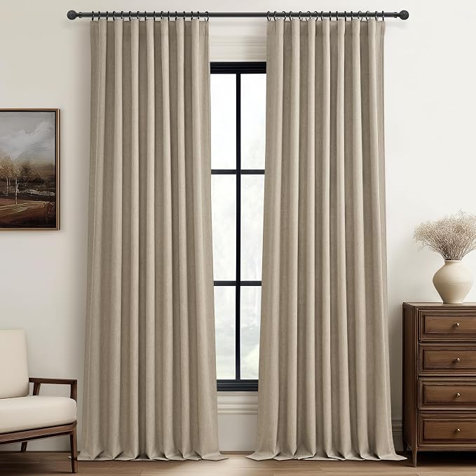 QJmydeco Extra Long Custom 105 Inch Curtains, 100% Blackout Curtains by QJMYDECO