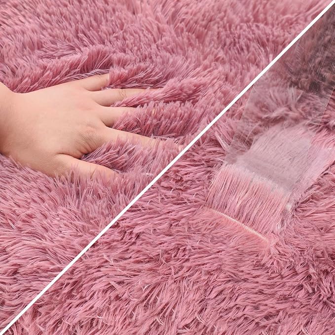 2x8 Bedside Area Rugs for Bedroom Soft Fluffy Shag Blush Pink Rug for Hallway - Image 6