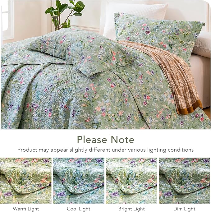 Lady Ann 100% Cotton Floral Twin Quilt Set, Vintage Soft 68x86 Coverlet - Image 6