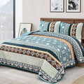 Yiran Blue Boho Quilt Set King Size, Fall Patchwork Bedspreads | Bohemia by Yiran